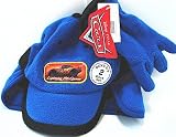 Cars Blue 2 Piece Set - Kids Boys Fleece Baseball Cap & Gloves