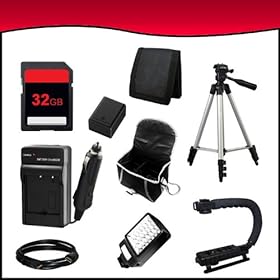 Everything You Need Accessory Bundle Combo Package Kit for Canon VIXIA HFM50-HFM500-HFM52-HFR30-HFR300-HFR32 Full HD Camcorders includes BP727 Battery + BP727 Charger + 32GB SD Memory Card + HDMI + Video Light Kit + Case + Action Grip + Full Size Tripod + Card Wallet