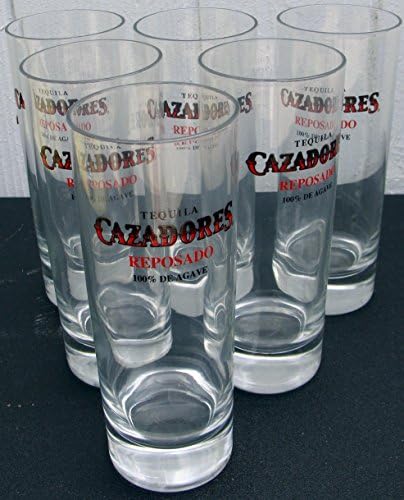 (6) Set Tequila Cazadores Reposado 100% De Agave 12 Oz. "Sheer Rim" Collins Glasses By Libbey Glass