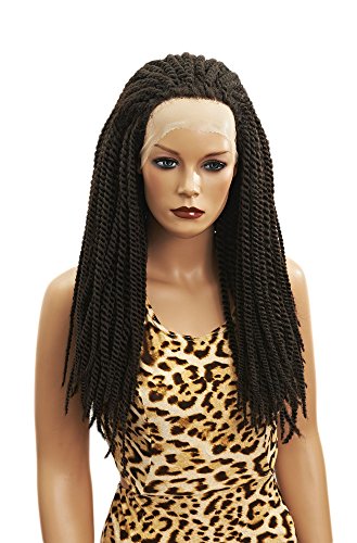 Imstyle Extra Long Afro Braided Twist Synthetic Lace Front Wigs For Black Women (Color 4)