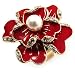 Stunning Red Enamel Crystal Flower Cocktail Ring (Gold Tone)