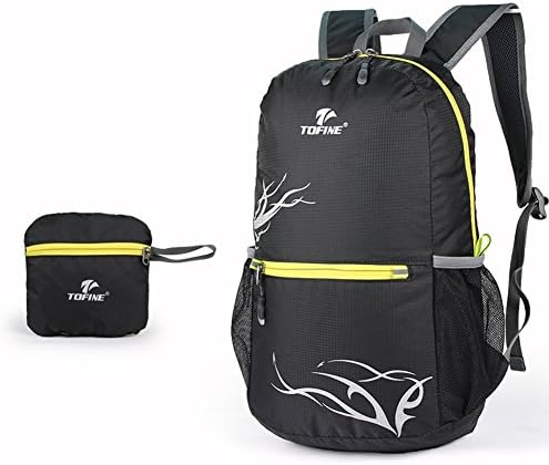 Outdoor Nylon 20L Packable Handy Lightweight Travel Backpack Daypack for Hiking Camping Climbing (Black)