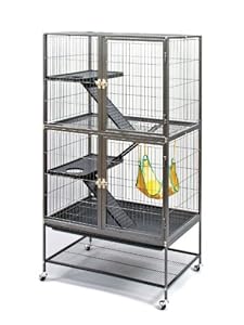 Prevue Hendryx 485 Pet Products Feisty Ferret Home with Stand, Black Hammertone