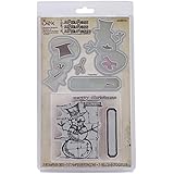 Sizzix Framelits Dies with Clear Stamps, Snowman Blueprint, 6-Pack