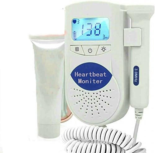 Pocket Lcd Display Baby Heartbeat Monitor with Loudspeaker ,Waterproof Probe +Free Gel ,Shiped From Within USA , Daily Shiped (White)