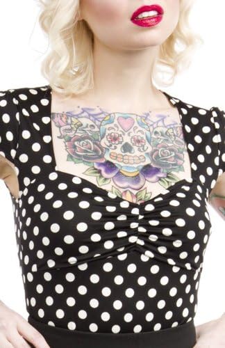 Women's Sourpuss Clothing Va Va Voom Top Blk/Wht Dots M