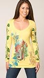 Apparel : Christian Audigier Yellow Black Heel L/S Scoop