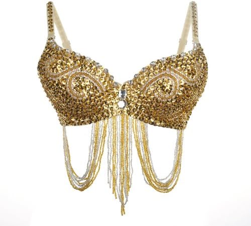 BellyLady Belly Dance Tribal Sequined Bra Top, 34B/32C, Valentine's Gift Idea