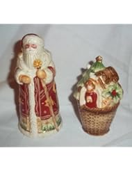 Fitz and Floyd Bianco Santa and Tree Salt & Pepper Shakers