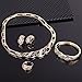 Moochi 18K Gold Plated Crystal Embedded Hollow Chain Necklace Earrings Ring Bracelet Jewelry Set