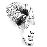 uxcell 　バネケーブルロック　スプリング太綱錠　シルバートーン　自転車　3桁　1個