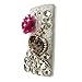 MobilePick Handmade Pretty White Pearls Imperial Crown and Hot Pink Rose Flower & Silvery Crystal Rhinestones Diamond Flower Pattern Hard Back Case Cover for LG G3