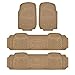HEAVY DUTY RUBBER VAN SUV FLOOR MATS 4-PCS IN 3-ROWS BEIGE