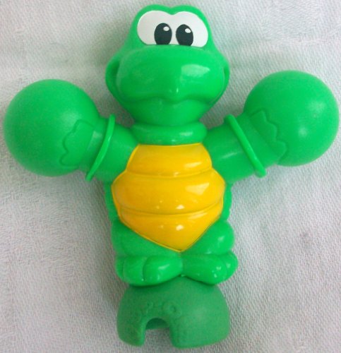 Mattel Fisher Price Pop Onz Pop 'N Stack Blocks, Pop-onz Barnyard Blocks Pop-onz Building System - Jungle Block Bucket, Green Turtle Replacement Figure Toy