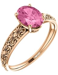 10K Rose Gold 8.00x6.00mm Oval Cut Pink Sapphire Ring -- LIFETIME WARRANTY