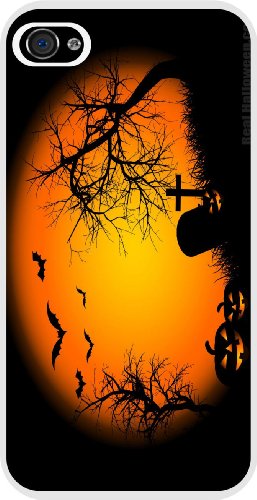 Rikki KnightTM Halloween Silhouette Graveyard White Hard Case Cover for Apple iPhone® 4 & 4s Universal: Verizon - Sprint - AT&T - Unisex - Ideal Gift for all occassions!