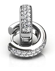 Palladium Elegant Pave Diamond Hoop Earrings containing Thirty-Two Round Brilliant Cut Diamonds Total. 1/2 CTW