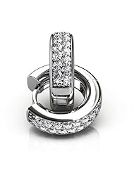 Platinum Elegant Pave Diamond Hoop Earrings containing Thirty-Two Round Brilliant Cut Diamonds Total. 1/2 CTW