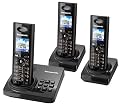 Panasonic KX-TG8223GB, Schnurlostelefon mit zwei zusätzlichen Mobilteilen inkl. Ladeschale, Trio, schwarz