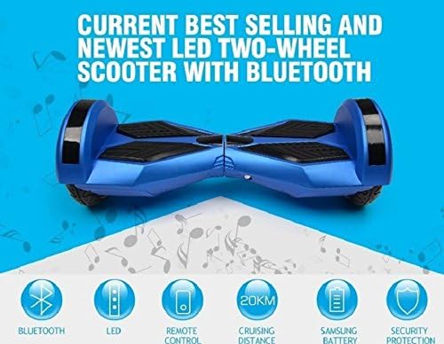 Bluetooth Remote Self Balancing Scooter Hover Board - 8 inch Black