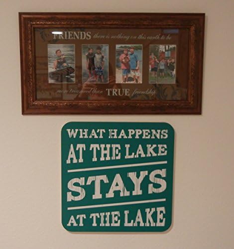 What Happens At The Lake Stays At The Lake 15.5 x 15.5 Green Lake House Sign - Large Sign (thin non-rustic birch wood)  - Makes a Great Decoration, Wall Art, or Gift in Any Beach House, Cabin, Cottage, or Lodge. Made in USA.