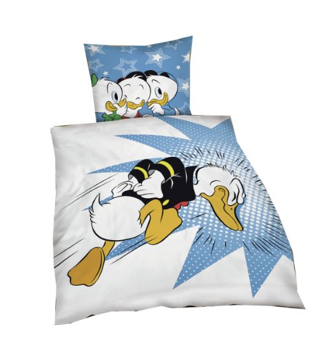 Global Labels G 15 600 WD158 130 Disney Renforce Bettw&auml;sche Donald Duck 135 x 200 cm Bettbezug und 80 x 80 cm Kissenbezug