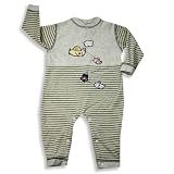 Beyond Basics Kids - Infant Baby Boys Velour Coverall, Grey, Yellow
