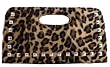 Lux de Ville Retro Faux Fur Leopard STUD CLUTCH HANDBAG