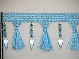 4.5 Luxury Tassel Fringe Bead Trim Sky Blue Per Yard