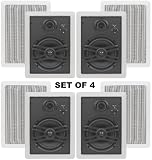 Yamaha Custom Easy-to-install In-Wall Natural Sound Flush Mount 3-Way 150 watts Speaker (Set of 4) with a 1 Swivel Titanium Dome Tweeter, 1-5/8 Swivel Aluminum Dome Midrange Driver & 6.5 Kevlar Cone Woofer for 1 Room or Several Smaller Rooms - 100ft of 16 AWG Speaker Wire Included