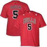 NBA adidas Chicago Bulls #5 Carlos Boozer Red Net Player T-shirt (Medium)