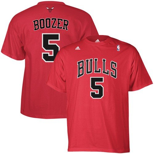 NBA adidas Chicago Bulls #5 Carlos Boozer Red Net Player T-shirt (Medium)
