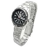 日本逆輸入 海外モデル SEIKO セイコー SEIKO 5 セイコー5 デイデイトカレンダー搭載 自動巻 手巻 腕時計 レディースウォッチ ブラック文字盤 SYMH09K1