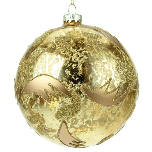 Antique Gold Large Glass Christmas Bauble - 100mm 