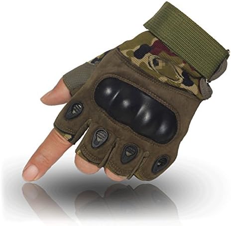 Syarin Tactical Military Gloves Protective Hard Knuckle Men Breathable Outdoor Fishing (Camouflage, XL)