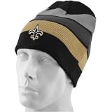 Reebok New Orleans Saints Black-Team Striped Cuffless Reversible Beanie