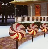 Set of 3 Sugared Peppermints Christmas Lawn Stakes 17" #ES72-573
