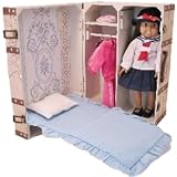 Vintage Map Design Doll Trunk with Bed for American Girl Dolls