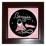 Framed Tile of Princess Accessories (Purse, Gloves, Pearl Necklace, Beautiful, Cartoon, Disney, Barbie, Fairy, Island, Magical, Belle, Cinderella, Costume, Doll, Wedding)