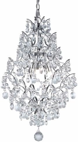 Modern Crystal Mini-Chandelier Pendant Light in Chrome