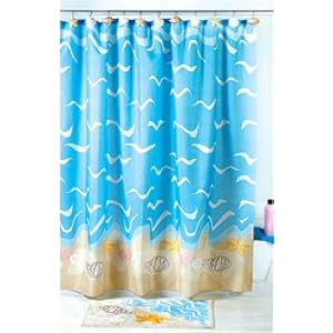 Seashell Shell Beach Shower Curtain Bathroom Fabric