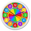 Numbers - Multi Colored Clock with Round White Case