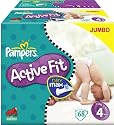 Pampers Active Fit Size 4 Maxi Nappies - 2 x Jumbo Packs of 68 (136 Nappies)