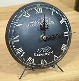 'Vintage Chic' Black Curved-Face Metal Clock on a Stand