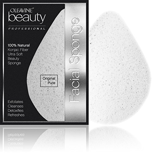 Oleavine All Natural Konjac Sponge Original Pure White Gentle Exfoliating Facial Sponge