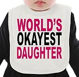 World's Okayest Daughter Funny Slogan ネクタイを有する有機ビブ Medium