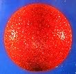 Holiday Lighted Crackle-Look Plastic Hanging Snowball Globe - Red