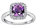 1.54 cttw 10k White Gold Classic Cushion Cut Designer Ring with Genuine Diamonds and Amethyst - White Gold