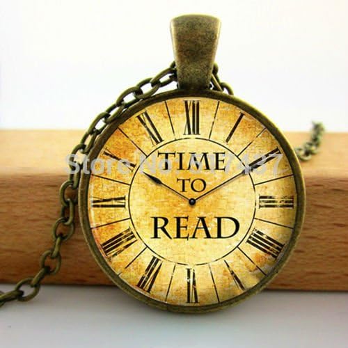 Lawrence Painting Fashion Glass Dome Pendant For Jewelry Vintage Clock Necklace Time To Read Vintage Pendant Glass Picture Pendant