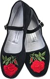 Rose Embroidered Velvet Mary Jane Chinese Shoes